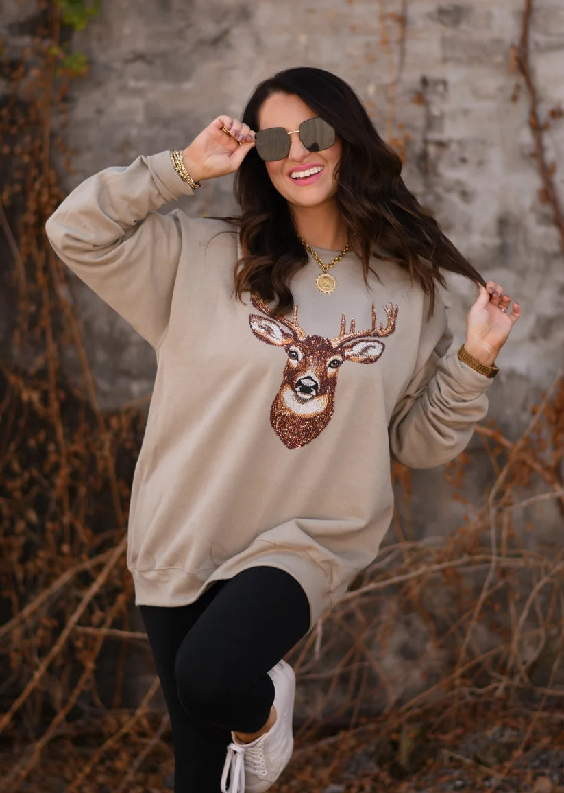 Whitetail Crew Rhinestone Sweatshirt