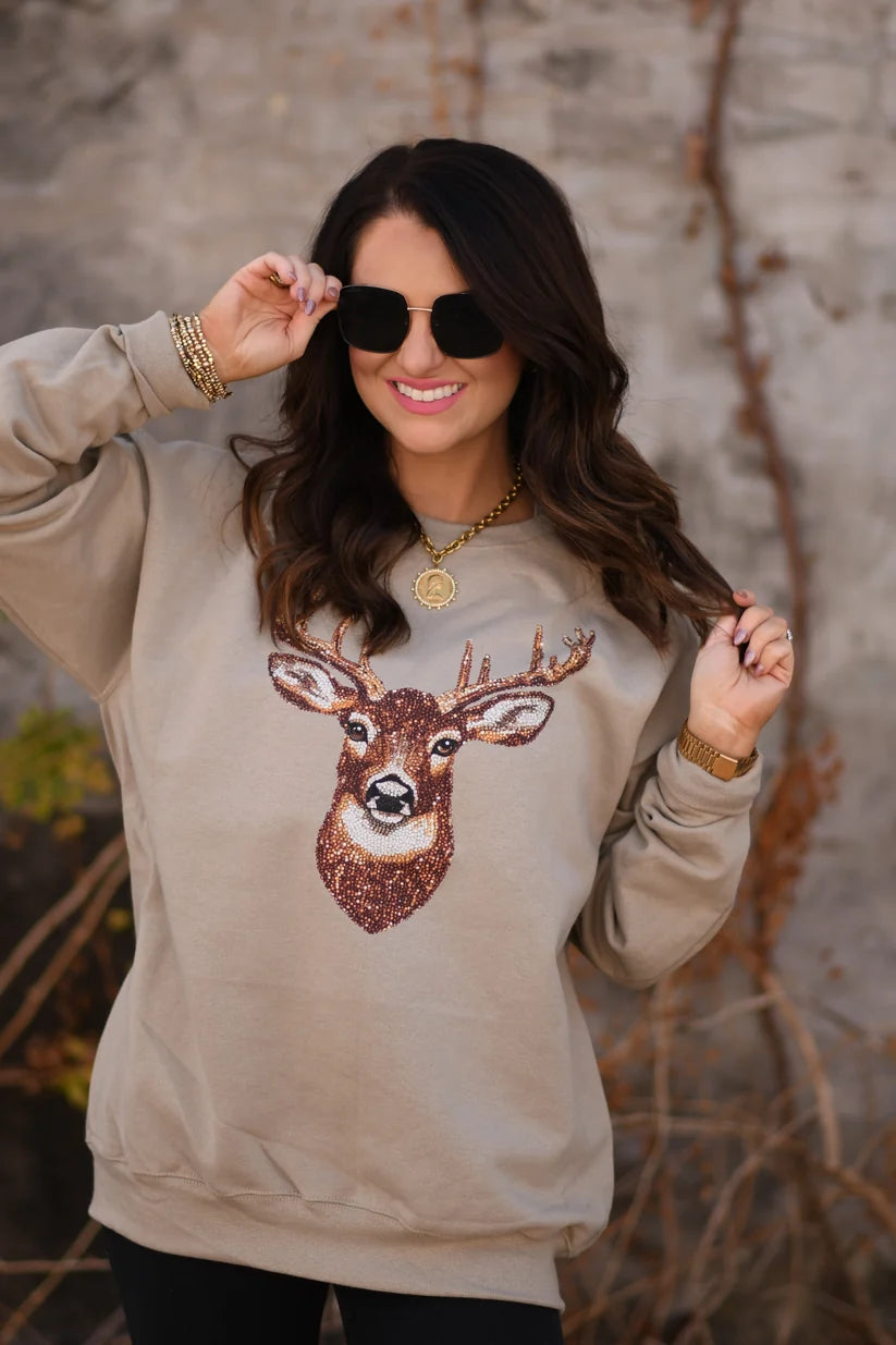Whitetail Crew Rhinestone Sweatshirt