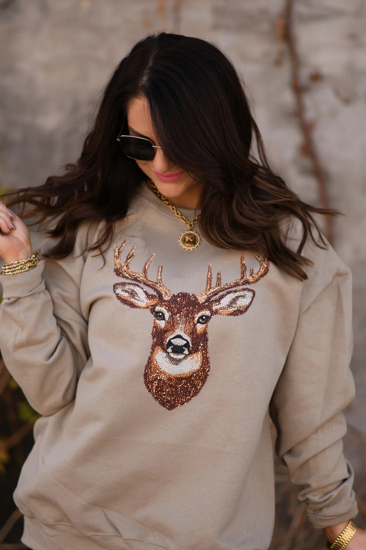 Whitetail Crew Rhinestone Sweatshirt