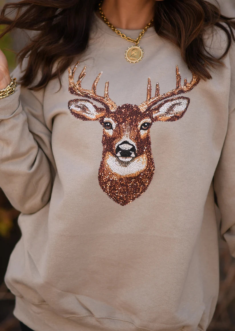 Whitetail Crew Rhinestone Sweatshirt